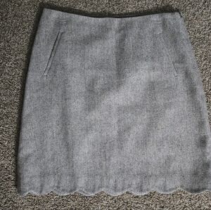 Talbots, Gray Wool Scalloped Hem Women's Skirt